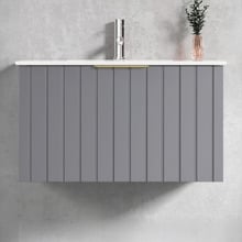 Boardwalk 750mm Matte Grey Wall Hung Single Vanity with Ceramic Countertop